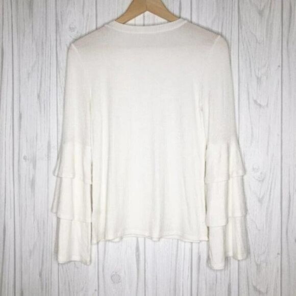BP. Ruffle Sleeve Ribbed Ivory Sweater  - Picture 8 of 8